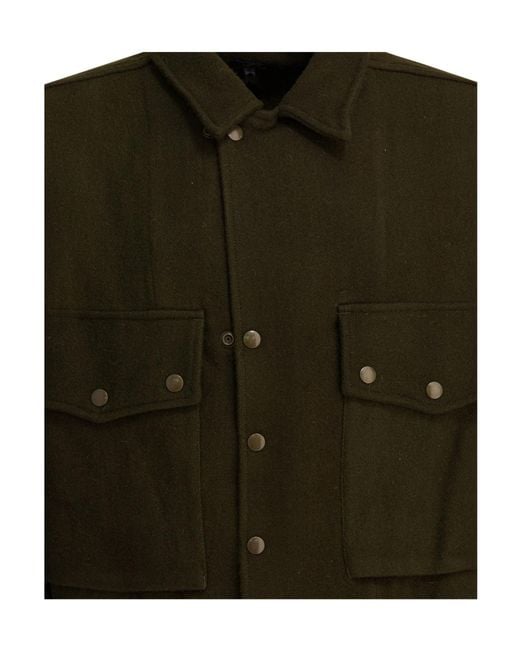 Needles Green Buttoned Overshirt Jacket for men
