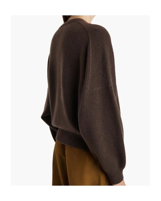 Khaite Brown Crewneck Drop Shoulder Jumper