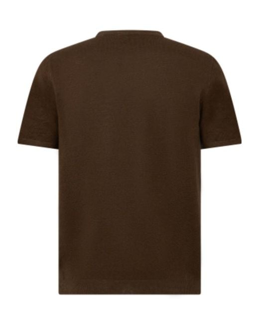 Roberto Collina Brown Textured Short Sleeve T-Shirt for men