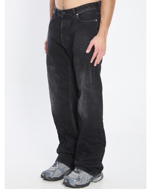 Balenciaga Black Distressed Relaxed Fit Jeans for men