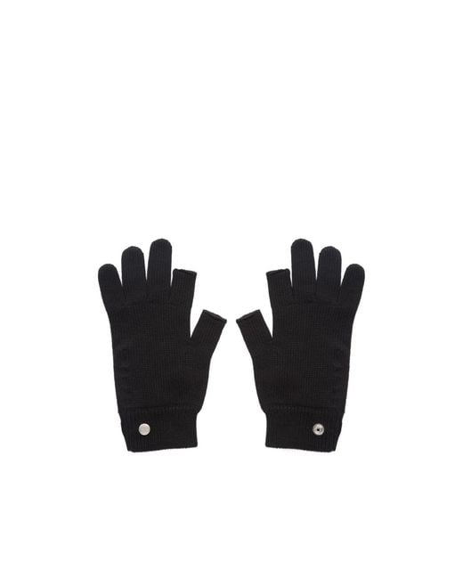 Rick Owens Black Fingerless Press-Stud Gloves for men
