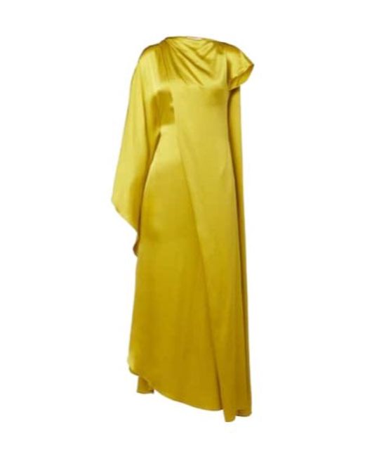 Roksanda Yellow Hiba Caped Silk Gown