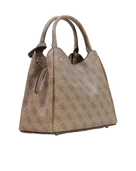 Guess Brown Logo-Pattern Tote Bag
