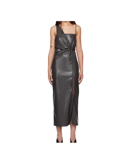 Nanushka Multicolor Fenera Asymmetric Okobor Alt-Leather Midi Dress
