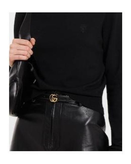 Gucci Gray Gg Marmont Thin Belt