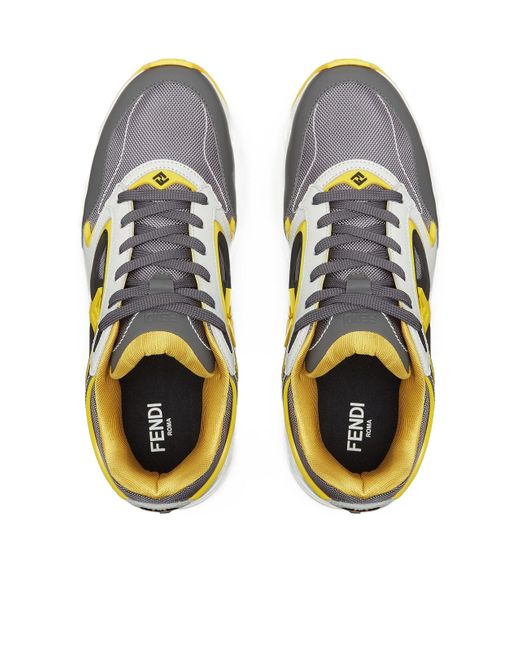 Fendi Green Mesh And Leather Low-Tops for men