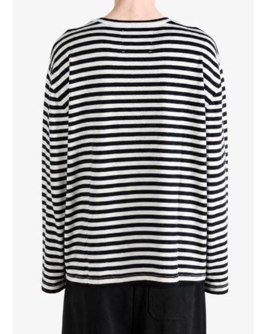 Extreme Cashmere Black Long-Sleeved Striped T-Shirt for men