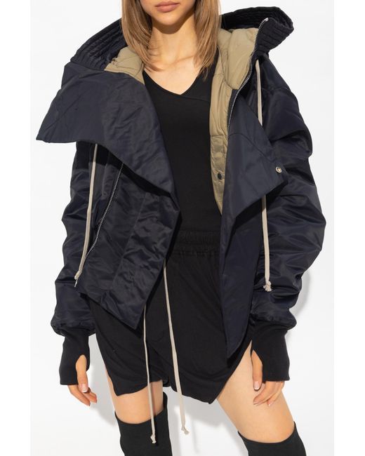 Rick Owens Blue Alice Extra-Long Sleeve Parka Jacket