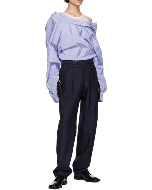 Maison Margiela Purple Striped Button-Up Shirt for men