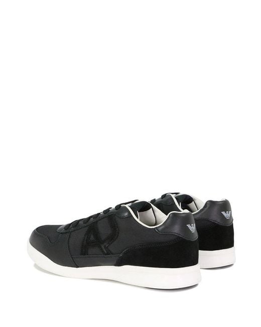 Armani Jeans Black Lace-Up Casual Sneakers for men