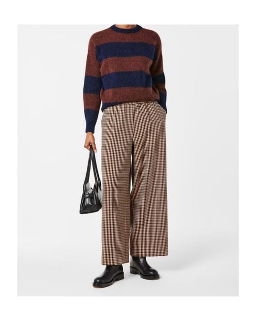 Weekend by Maxmara Brown Checked Straight-Leg Casual Pants