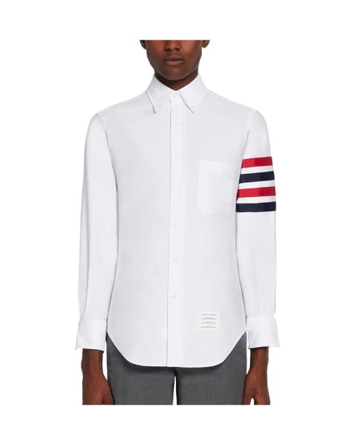 Thom Browne White 4-Bar Stripe Shirt for men