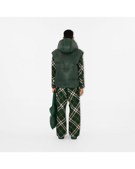 Burberry Green Wide-Leg Equestrian Knight Motif Checked Trousers for men
