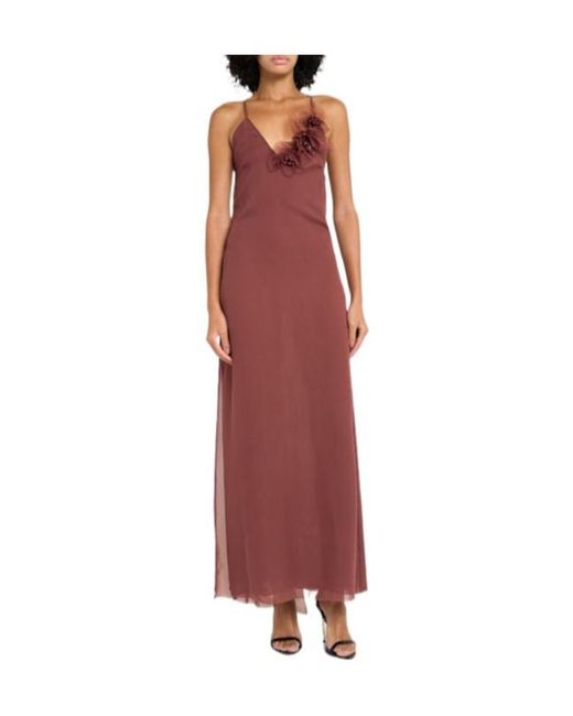 Blumarine Purple Georgette Long Dress W/ Flowers