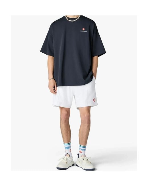 Casablanca White Striped Velvet Shorts for men