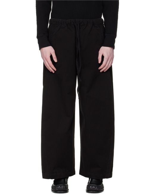 Entire studios Black Drawstring Cropped Culottes Trousers