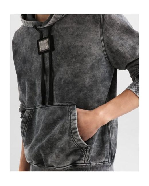 Dolce & Gabbana Gray Logo-Patch Hoodie for men