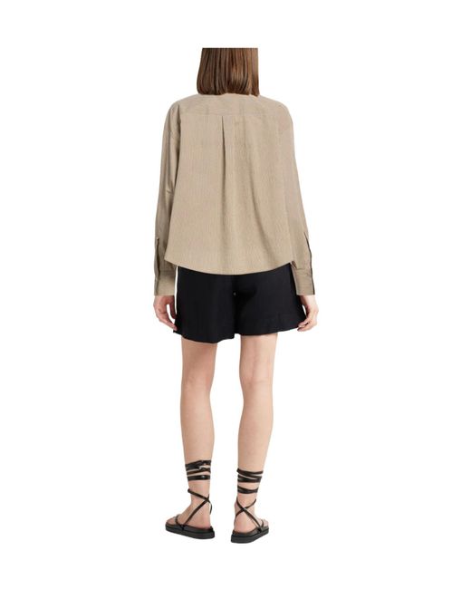 Brunello Cucinelli Natural Striped Long-Sleeve Shirt