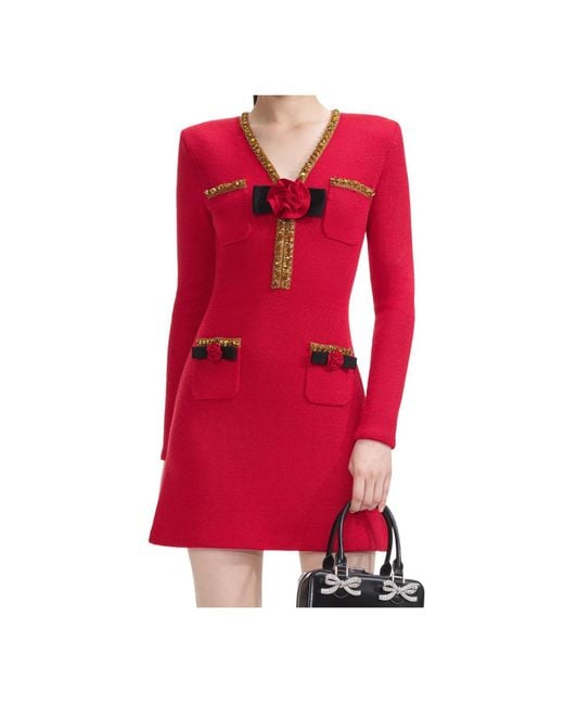 Self-Portrait Textured-Knit Mini Dress