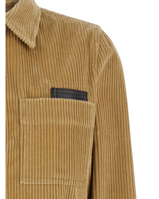 Bottega Veneta Green Long Sleeved Corduroy Shirt