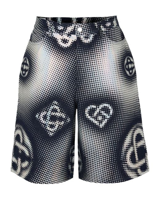 Casablanca Blue Pearlescent Monogram Shorts for men