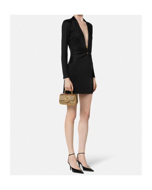 Versace Black Safety Pin Mini Dress