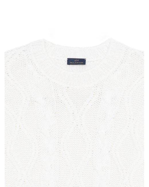 Paul & Shark White Merino Wool Sweater for men