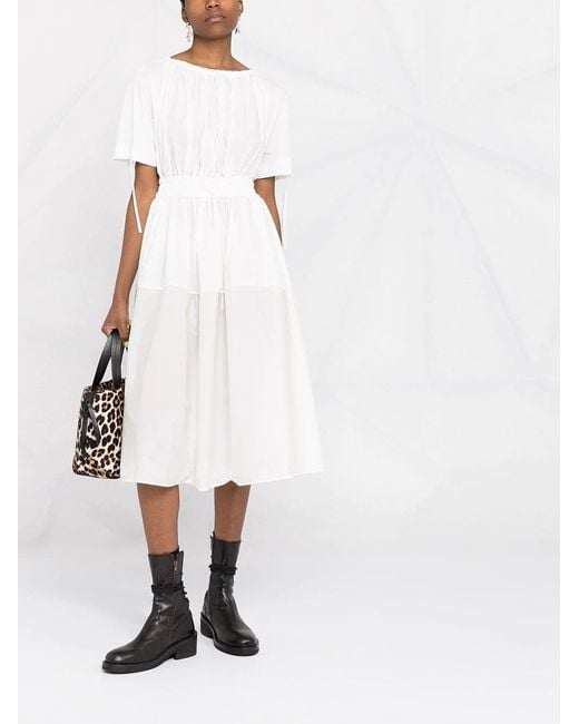 Moncler Gray Drawstring Flared Dress