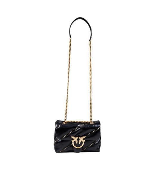 Pinko White Logo Plaque Chain Linked Crossbody Bag