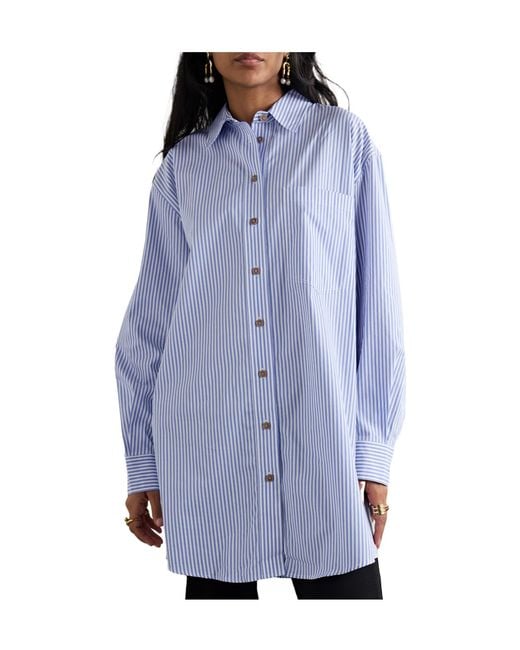 Mara Hoffman Blue Hailey Striped Organic Cotton-Poplin Shirt