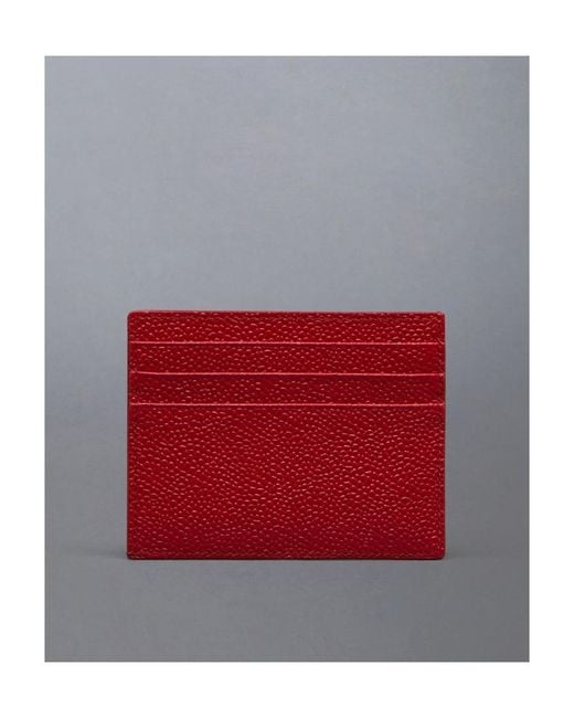 Thom Browne Red Pebbled-Leather Card Holder for men