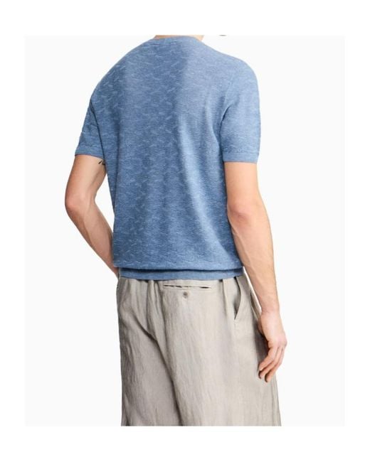 Giorgio Armani Blue Crewneck Knitted T-Shirt for men