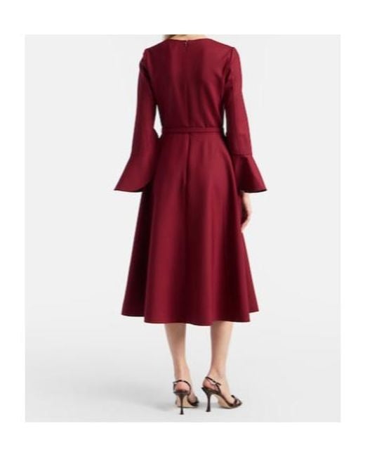 Oscar de la Renta Red Wool Midi Dress