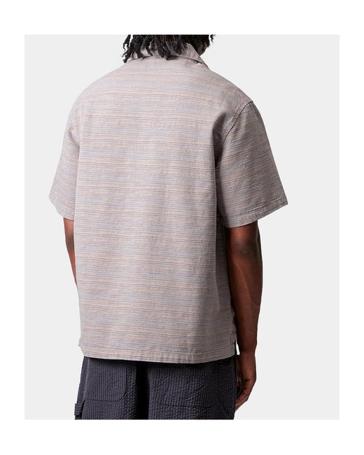 Carhartt Gray Short Sleeve Gellar Stripe Shirt for men