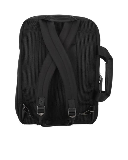 Emporio Armani Black Logo-Plaque Multi-Way Backpack for men
