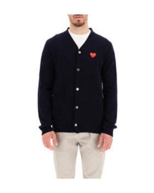 COMME DES GARÇONS PLAY Blue Comme Des Garçons Play Iconic Patch Buttoned Cardigan for men