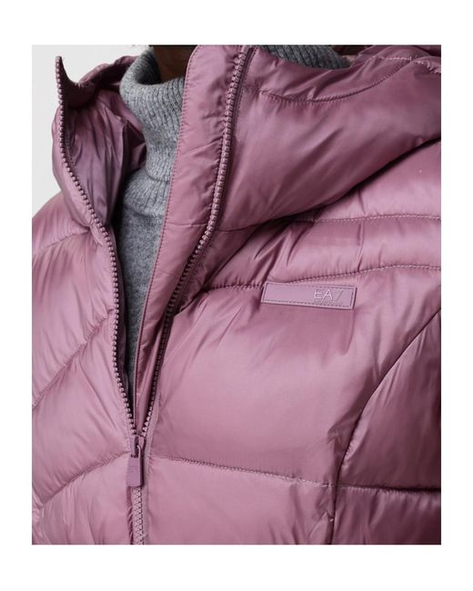 EA7 Purple Long-Sleeved Cotton-Padded Jacket