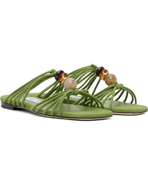 Jimmy Choo Green Lova Flat Sandals