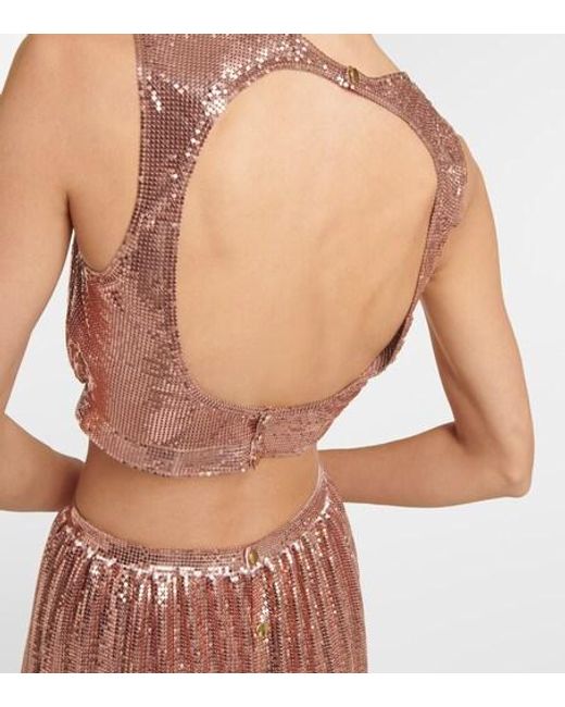 Rabanne Brown Metallic Mesh Top