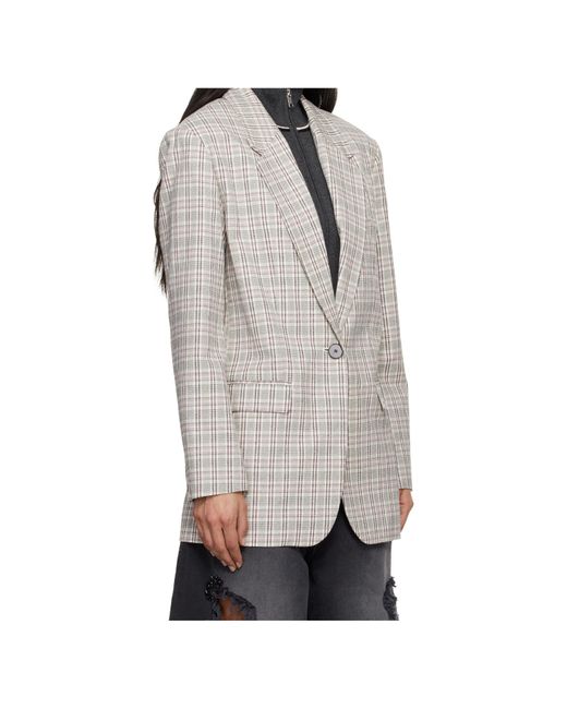 Isabel Marant Gray Plaid Pattern Suit Jacket
