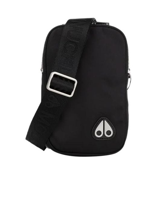 Moose Knuckles Black Logo Shoulder Bag for men