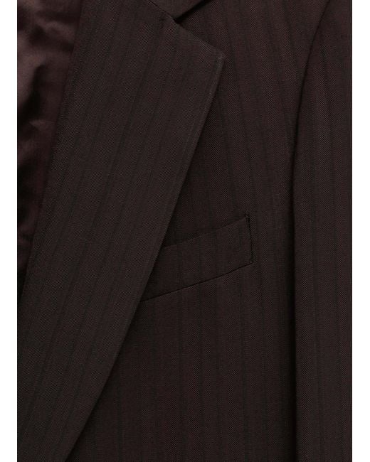 Dries Van Noten Brown Single-Breasted Striped Jacket