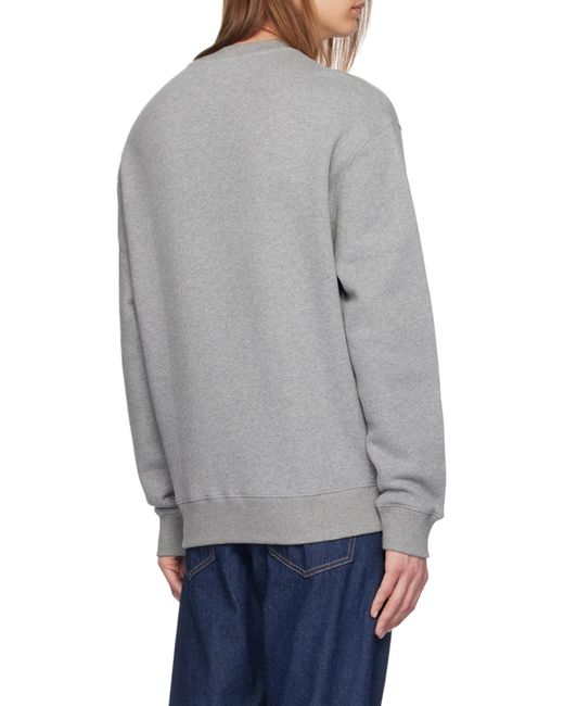 Maison Kitsuné Gray Maison Kitsuné Fox Printed Crewneck Sweatshirt for men