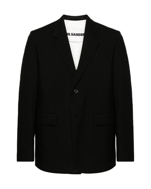 Jil Sander Black Single-Breasted Blazer for men
