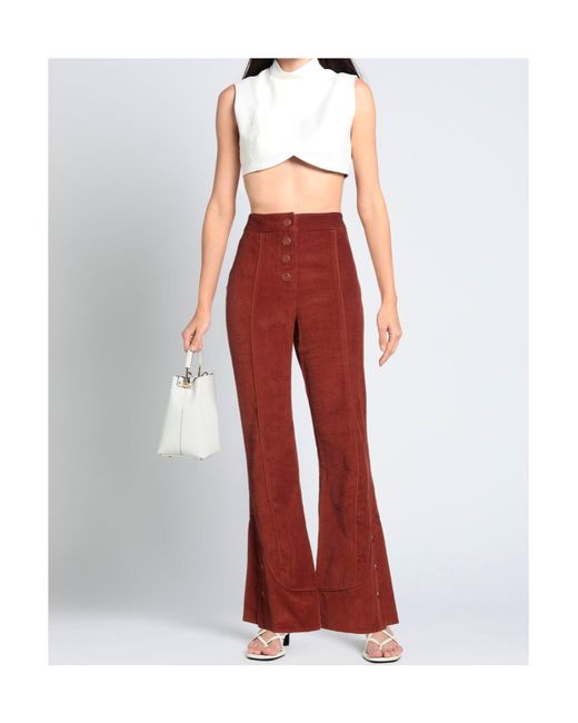 Farm Rio Red Button-Up Casual Pants