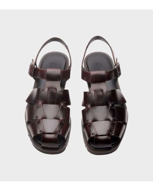 Paraboot Brown Buckle Round-Toe Sandals