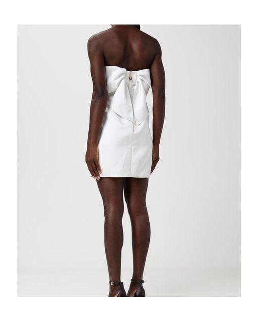 Elisabetta Franchi White Metallic-Detail Strapless Mini Dress