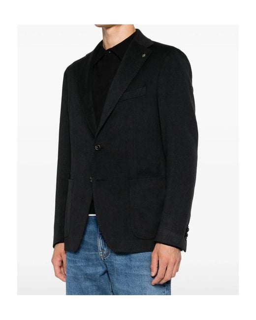 Tagliatore Black Single-Breasted Blazer for men