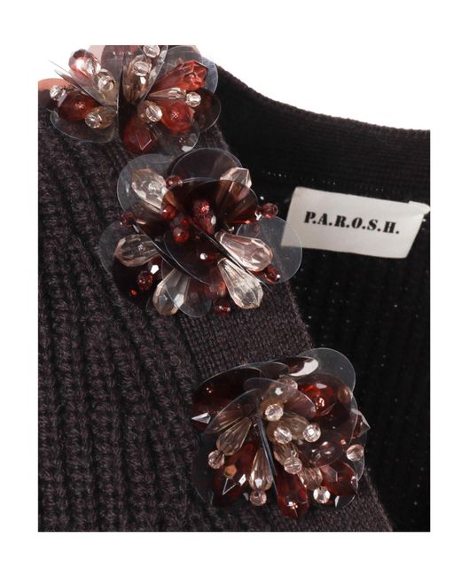 P.A.R.O.S.H. Black Embellished Cardigan