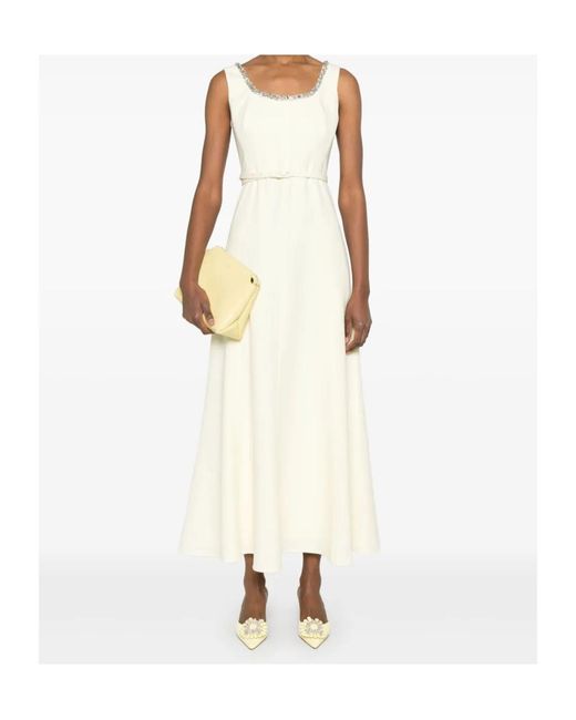 Roland Mouret White Embellished Maxi Dress